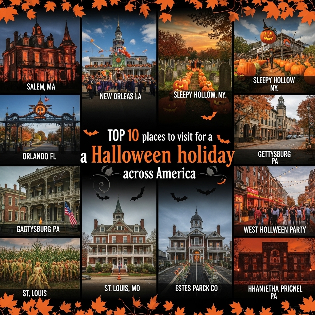Top 10 places to visit for a halloween holiday across america